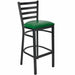 Chivari Ladder Back Bar Stool with Black Frame and Green Vinyl Seat BLMBVGR-ZF-KT