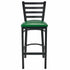 Chivari Ladder Back Bar Stool with Black Frame and Green Vinyl Seat BLMBVGR-ZF-KT