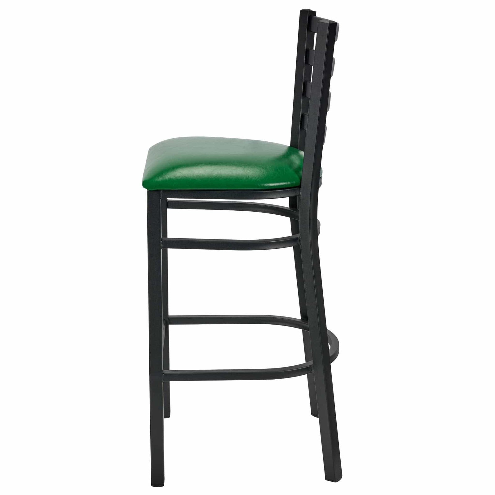 Chivari Ladder Back Bar Stool with Black Frame and Green Vinyl Seat BLMBVGR-ZF-KT
