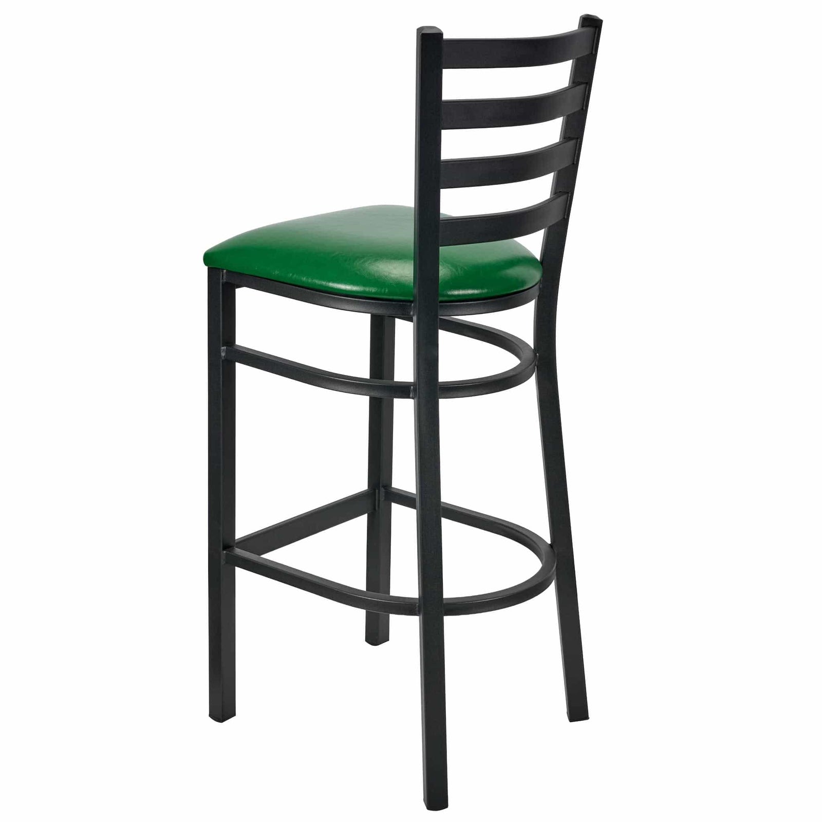 Chivari Ladder Back Bar Stool with Black Frame and Green Vinyl Seat BLMBVGR-ZF-KT