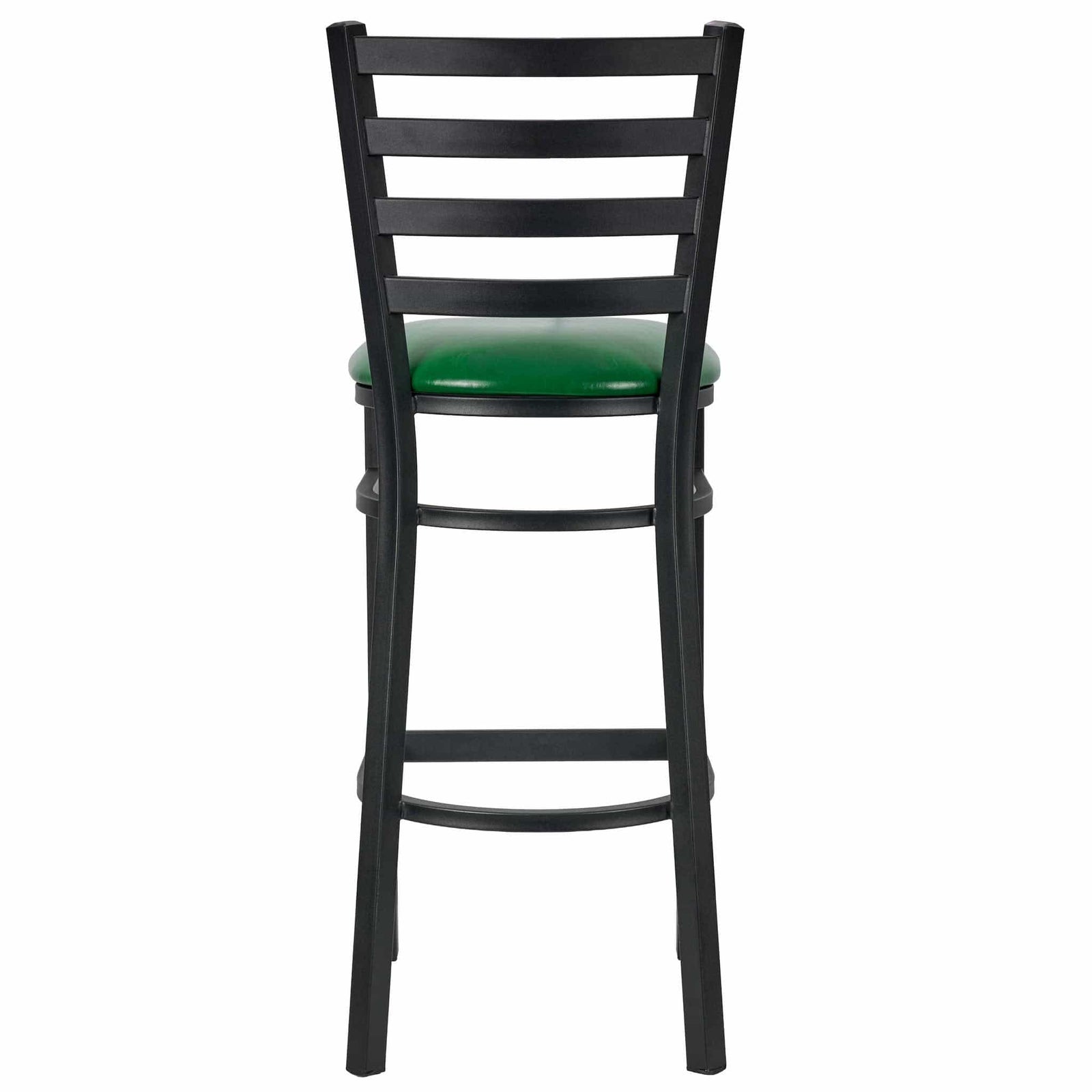 Chivari Ladder Back Bar Stool with Black Frame and Green Vinyl Seat BLMBVGR-ZF-KT
