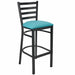 Chivari Ladder Back Bar Stool with Black Frame and Light Blue Vinyl Seat BLMBVLBL-ZF-KT
