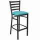 Chivari Ladder Back Bar Stool with Black Frame and Light Blue Vinyl Seat BLMBVLBL-ZF-KT