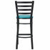 Chivari Ladder Back Bar Stool with Black Frame and Light Blue Vinyl Seat BLMBVLBL-ZF-KT