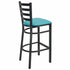 Chivari Ladder Back Bar Stool with Black Frame and Light Blue Vinyl Seat BLMBVLBL-ZF-KT