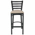 Chivari Ladder Back Bar Stool with Black Frame and Light Gray Vinyl Seat BLMBVLGY-ZF-KT