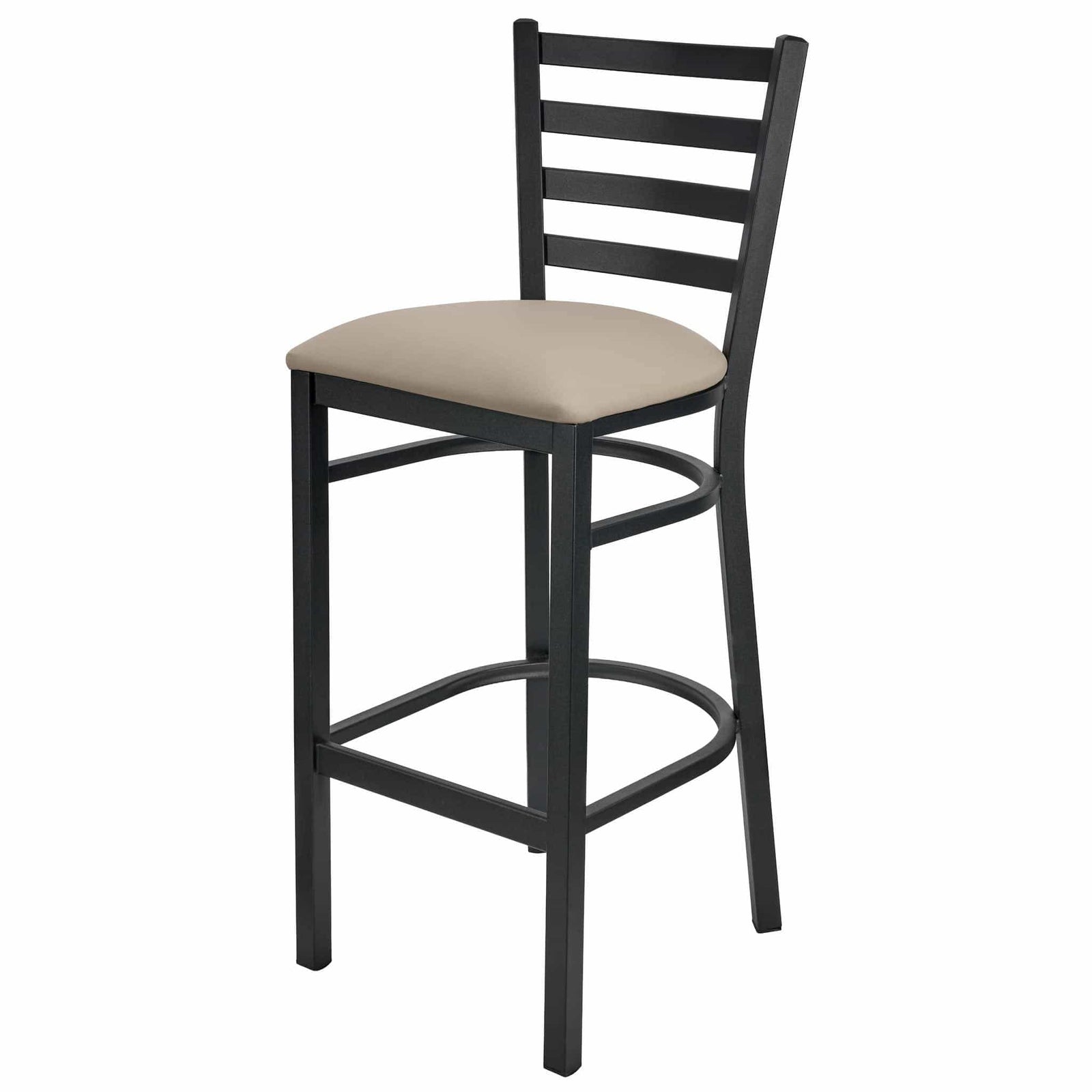 Chivari Ladder Back Bar Stool with Black Frame and Light Gray Vinyl Seat BLMBVLGY-ZF-KT