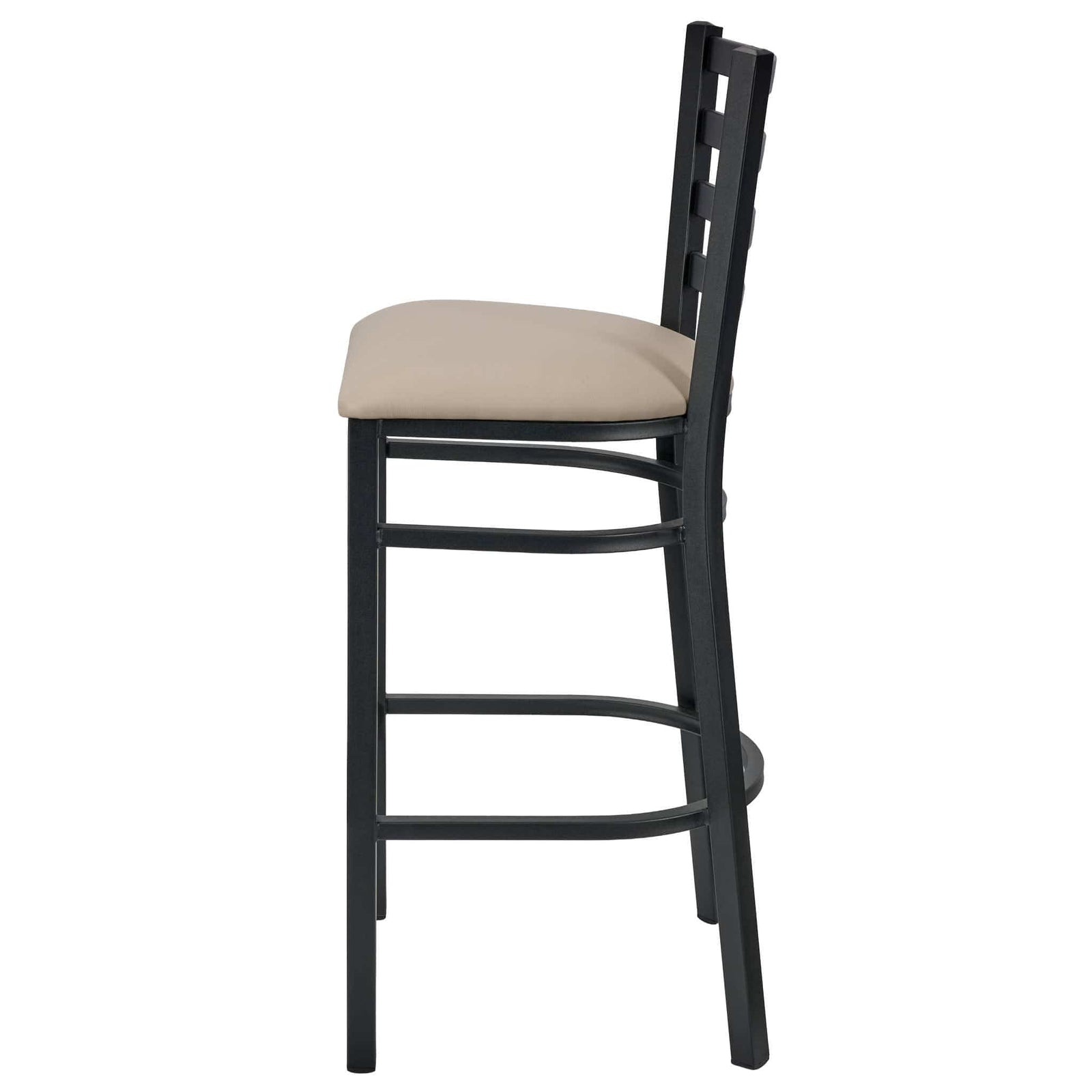 Chivari Ladder Back Bar Stool with Black Frame and Light Gray Vinyl Seat BLMBVLGY-ZF-KT