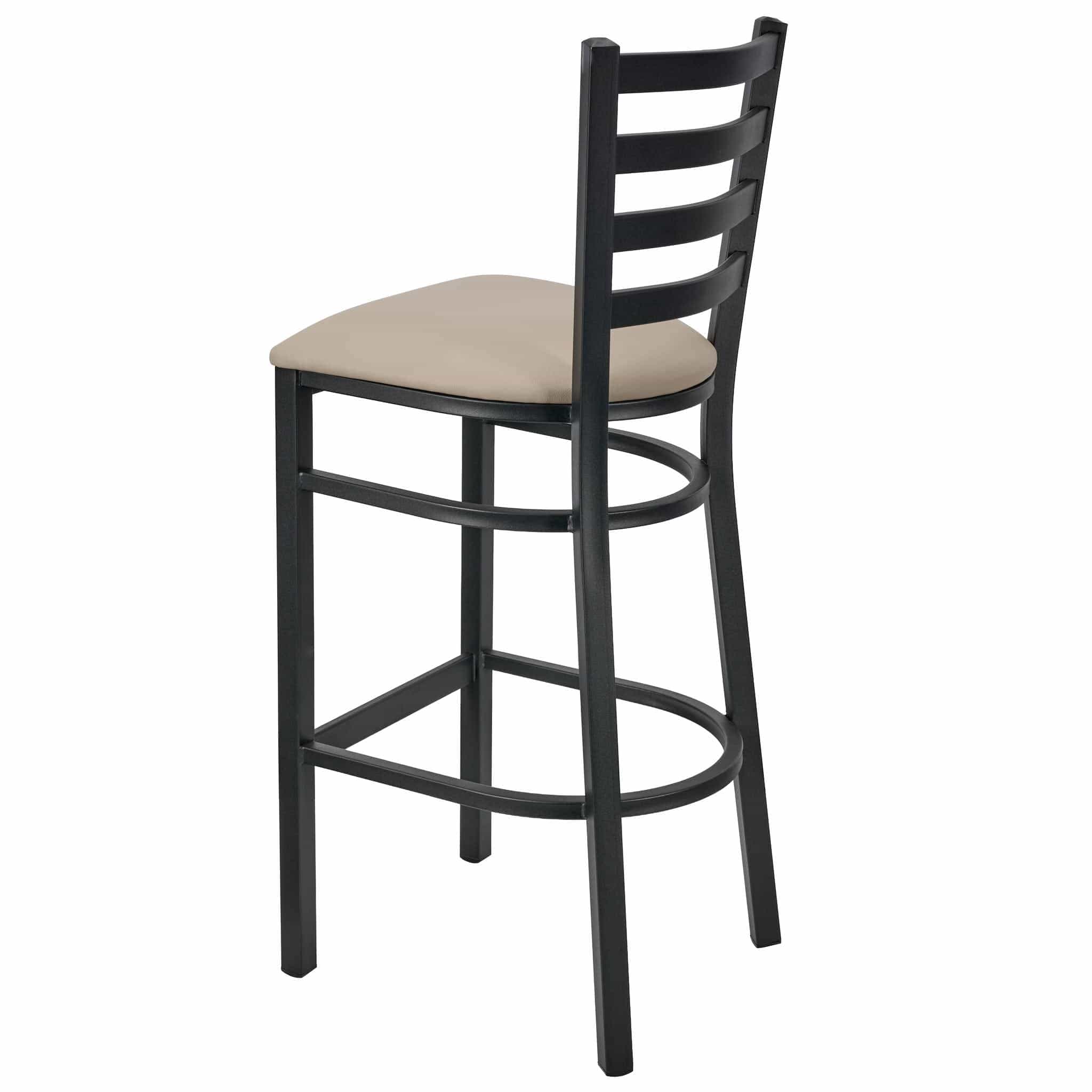 Chivari Ladder Back Bar Stool with Black Frame and Light Gray Vinyl Seat BLMBVLGY-ZF-KT