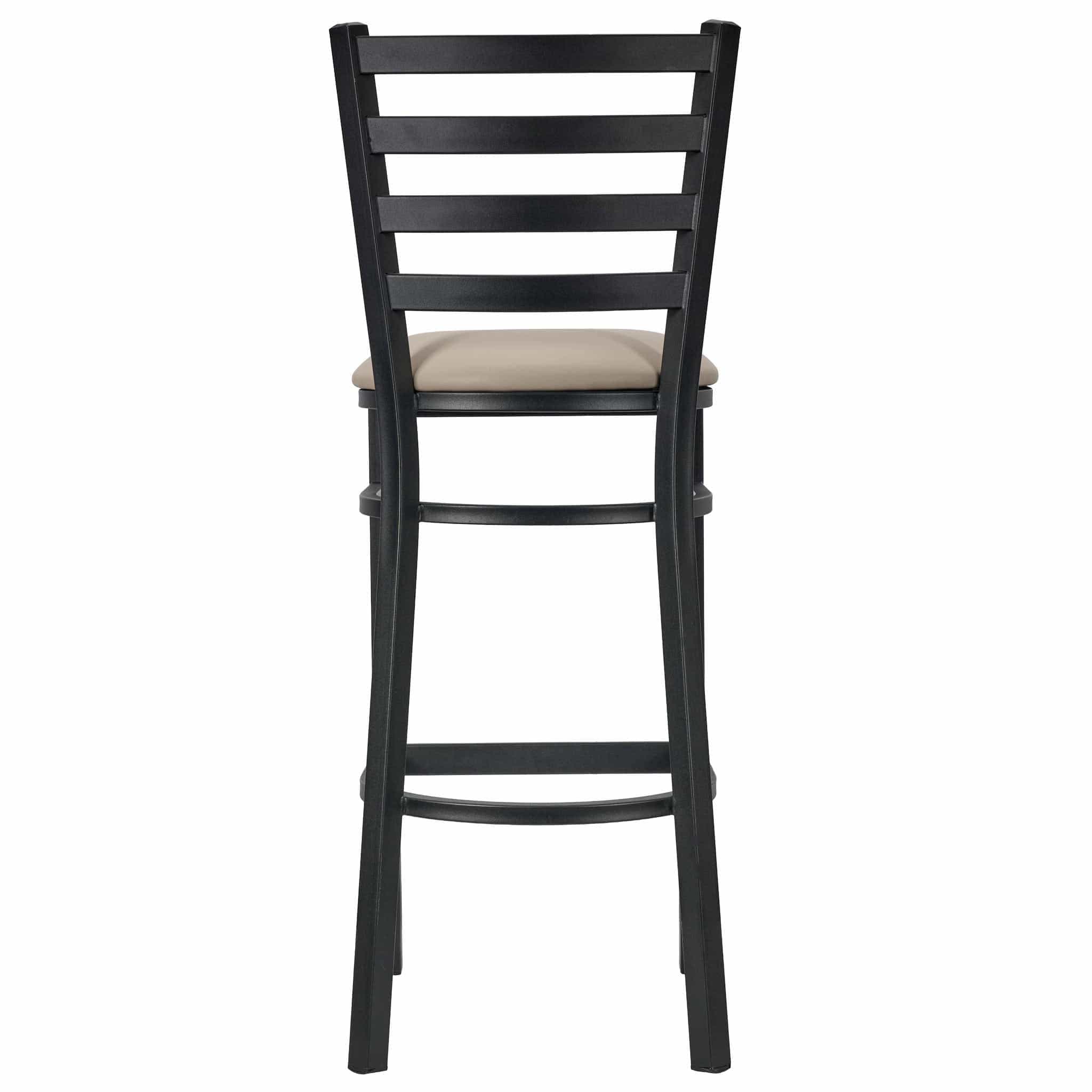 Chivari Ladder Back Bar Stool with Black Frame and Light Gray Vinyl Seat BLMBVLGY-ZF-KT