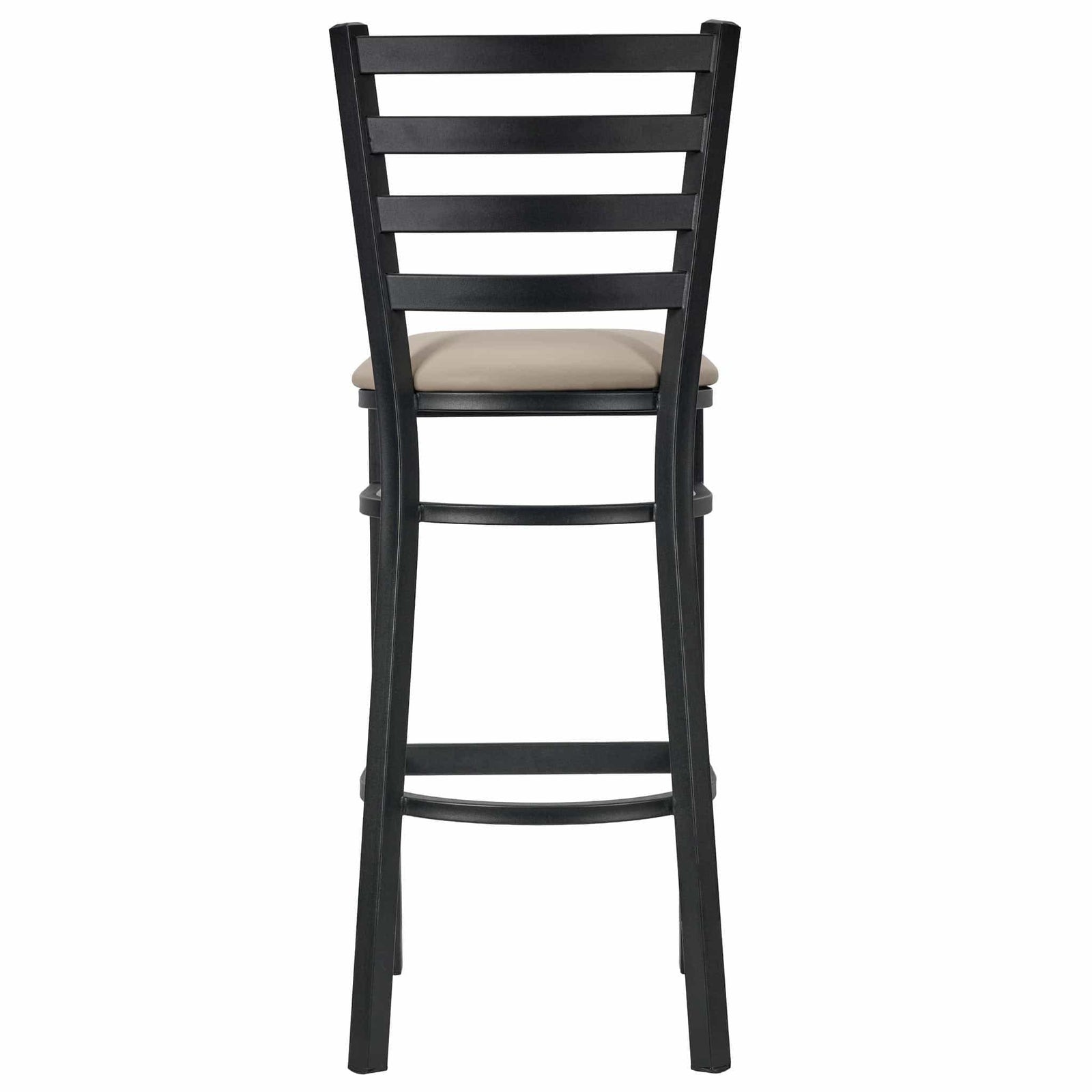 Chivari Ladder Back Bar Stool with Black Frame and Light Gray Vinyl Seat BLMBVLGY-ZF-KT