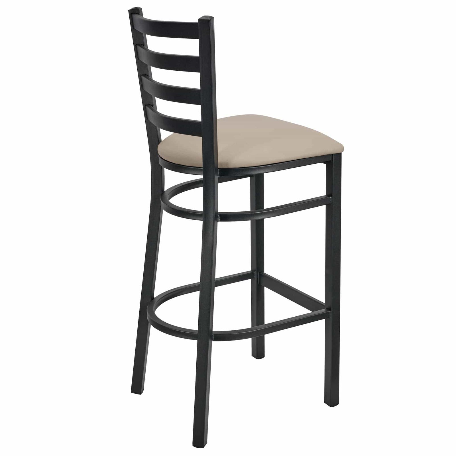 Chivari Ladder Back Bar Stool with Black Frame and Light Gray Vinyl Seat BLMBVLGY-ZF-KT