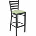 Chivari Ladder Back Bar Stool with Black Frame and Light Green Vinyl Seat BLMBVLGR-ZF-KT