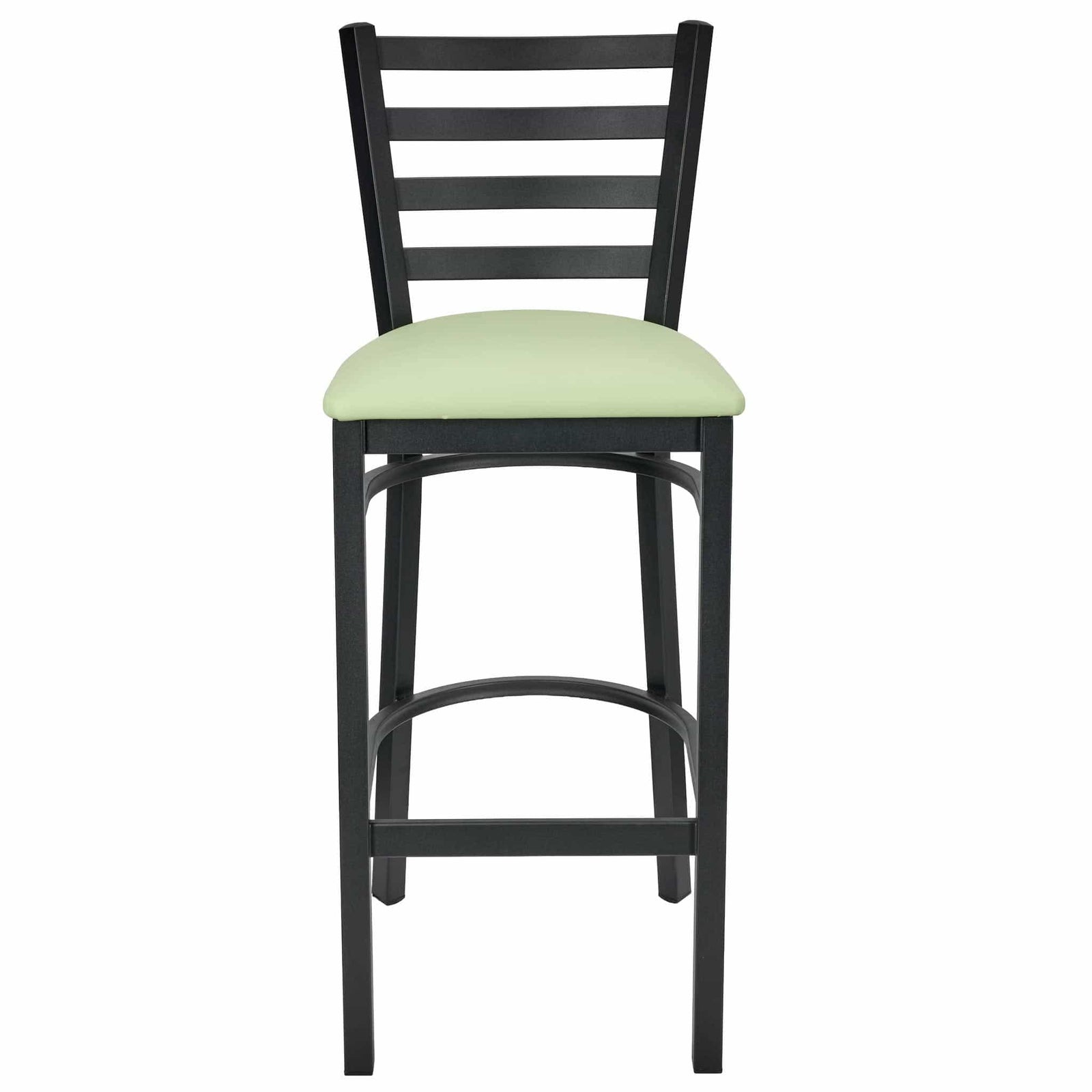 Chivari Ladder Back Bar Stool with Black Frame and Light Green Vinyl Seat BLMBVLGR-ZF-KT