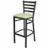 Chivari Ladder Back Bar Stool with Black Frame and Light Green Vinyl Seat BLMBVLGR-ZF-KT