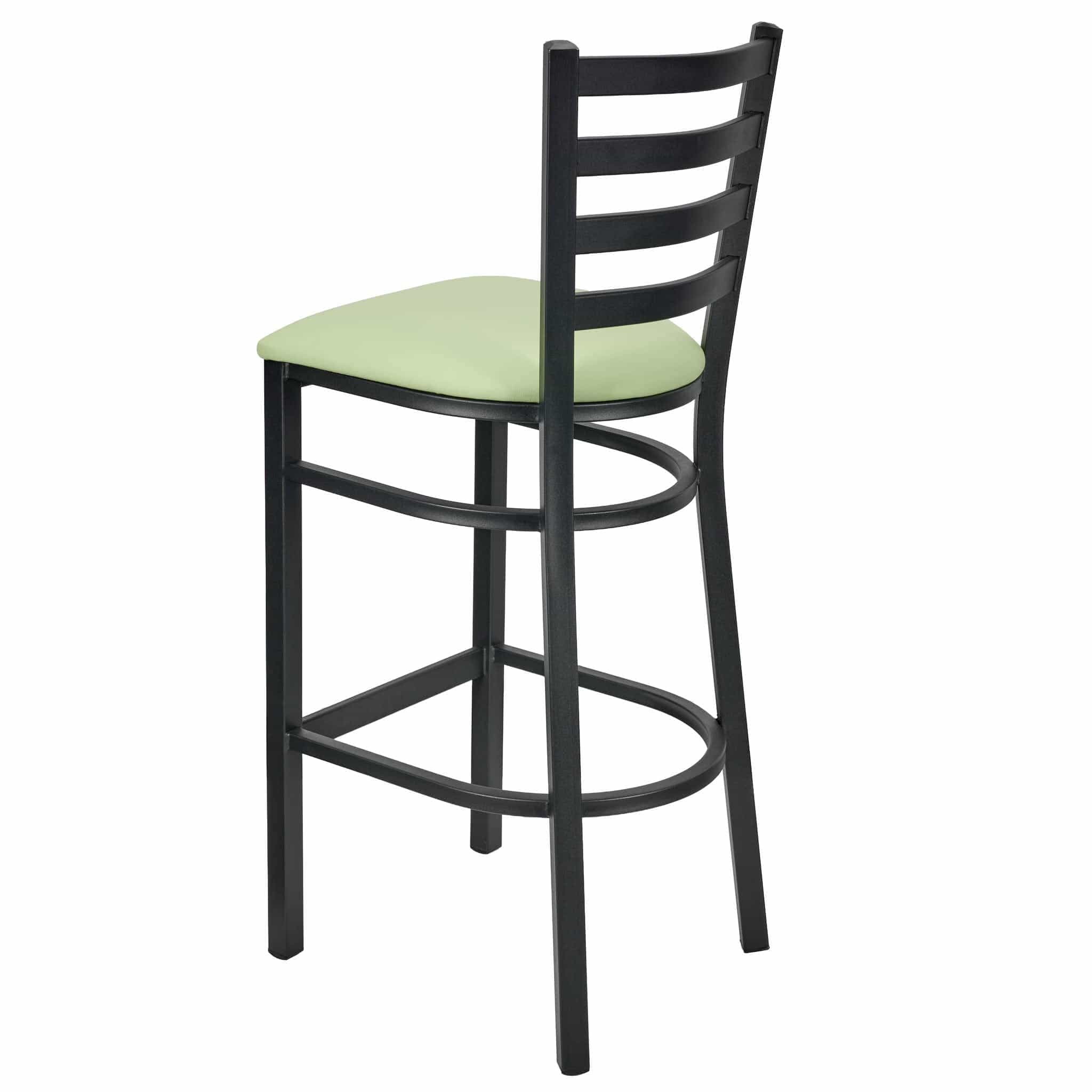 Chivari Ladder Back Bar Stool with Black Frame and Light Green Vinyl Seat BLMBVLGR-ZF-KT