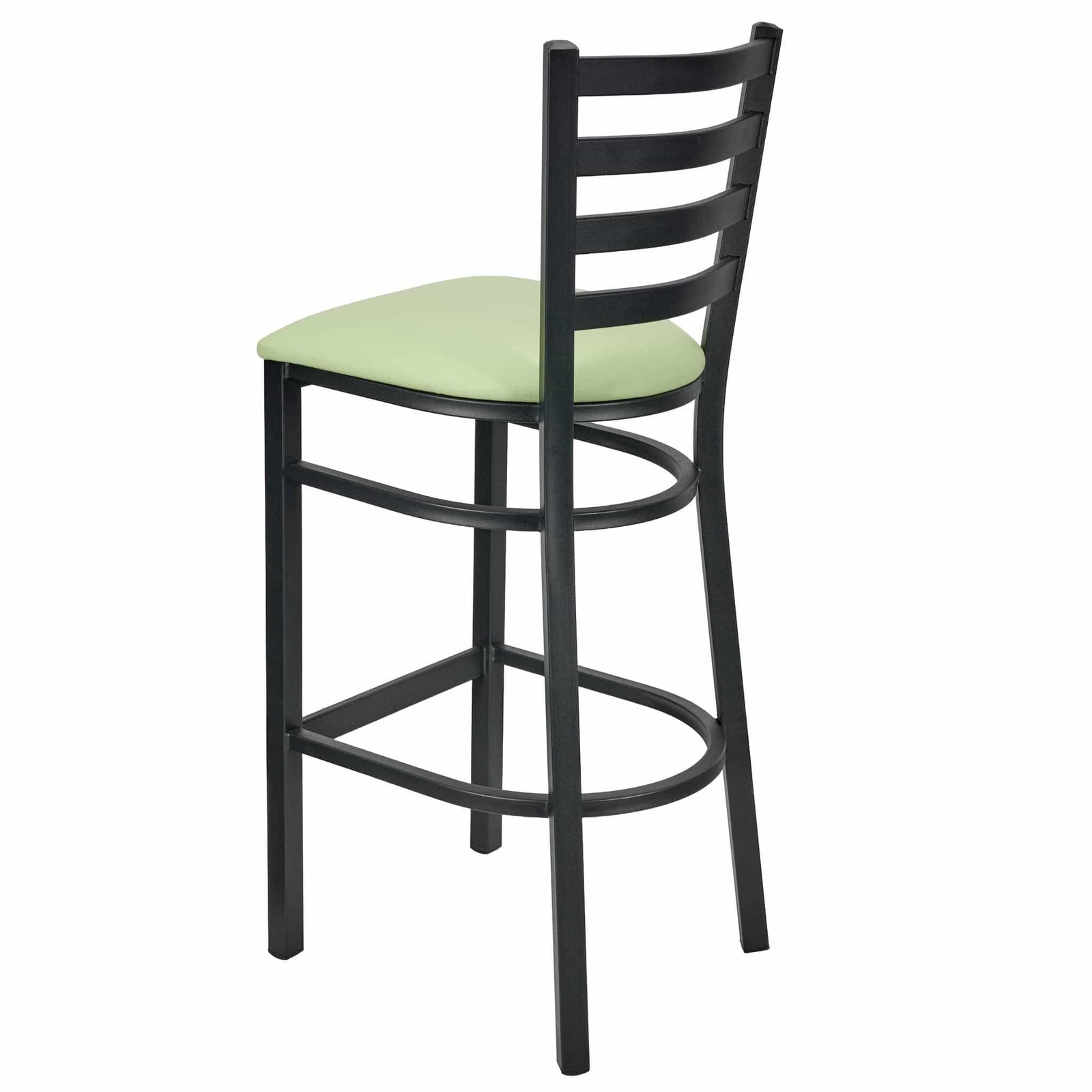 Chivari Ladder Back Bar Stool with Black Frame and Light Green Vinyl Seat BLMBVLGR-ZF-KT