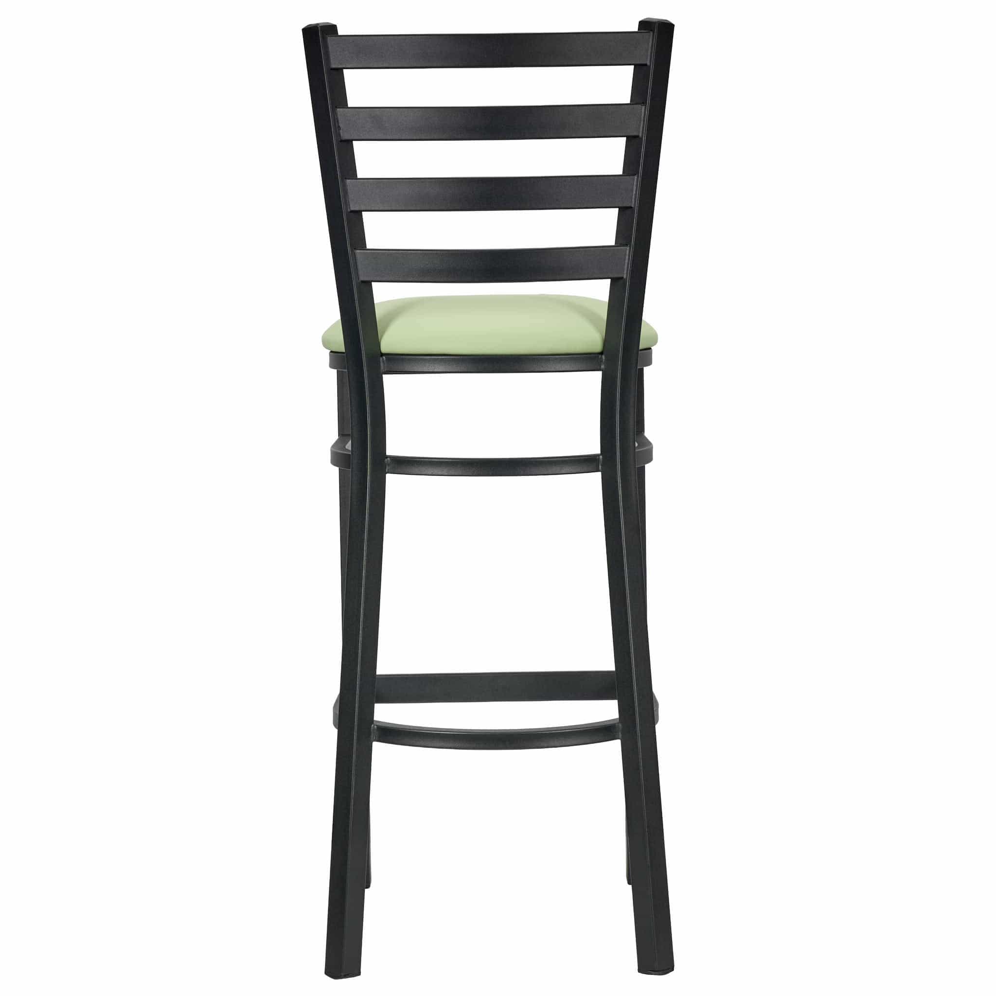 Chivari Ladder Back Bar Stool with Black Frame and Light Green Vinyl Seat BLMBVLGR-ZF-KT