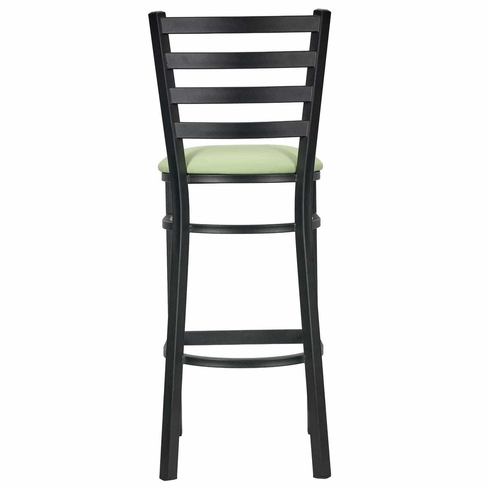 Chivari Ladder Back Bar Stool with Black Frame and Light Green Vinyl Seat BLMBVLGR-ZF-KT