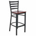 Chivari Ladder Back Bar Stool with Black Frame and Mahogany Wood Seat BLMBWMW-ZF-KT