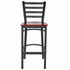Chivari Ladder Back Bar Stool with Black Frame and Mahogany Wood Seat BLMBWMW-ZF-KT