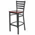 Chivari Ladder Back Bar Stool with Black Frame and Mahogany Wood Seat BLMBWMW-ZF-KT