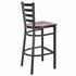 Chivari Ladder Back Bar Stool with Black Frame and Mahogany Wood Seat BLMBWMW-ZF-KT