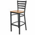 Chivari Ladder Back Bar Stool with Black Frame and Natural Wood Seat BLMBWNW-ZF-KT