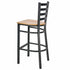 Chivari Ladder Back Bar Stool with Black Frame and Natural Wood Seat BLMBWNW-ZF-KT
