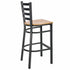 Chivari Ladder Back Bar Stool with Black Frame and Natural Wood Seat BLMBWNW-ZF-KT