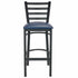 Chivari Ladder Back Bar Stool with Black Frame and Navy Blue Vinyl Seat BLMBVNB-ZF-KT