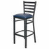 Chivari Ladder Back Bar Stool with Black Frame and Navy Blue Vinyl Seat BLMBVNB-ZF-KT