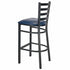 Chivari Ladder Back Bar Stool with Black Frame and Navy Blue Vinyl Seat BLMBVNB-ZF-KT