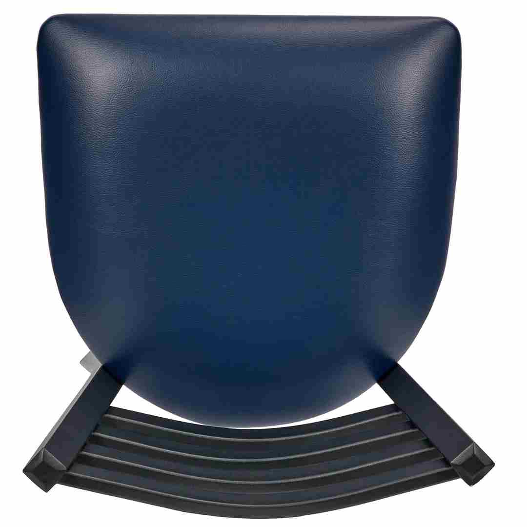Chivari Ladder Back Bar Stool with Black Frame and Navy Blue Vinyl Seat BLMBVNB-ZF-KT