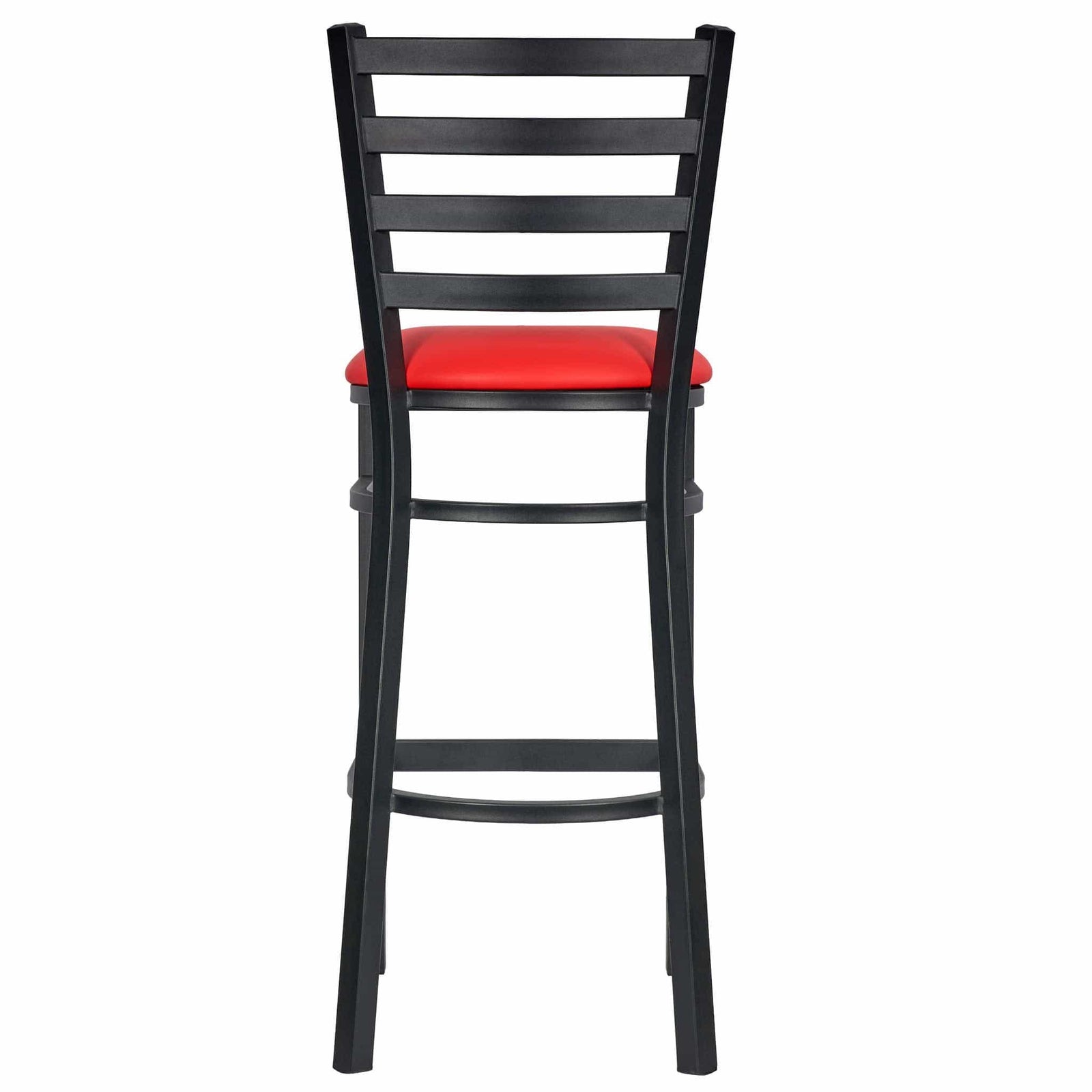 Chivari Ladder Back Bar Stool with Black Frame and Red Vinyl Seat BLMBVR-ZF-KT