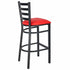 Chivari Ladder Back Bar Stool with Black Frame and Red Vinyl Seat BLMBVR-ZF-KT