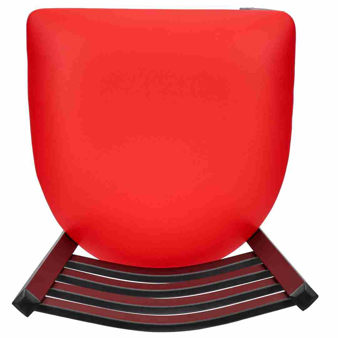 Chivari Ladder Back Bar Stool with Black Frame and Red Vinyl Seat BLMBVR-ZF-KT