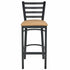 Chivari Ladder Back Bar Stool with Black Frame and Tan Vinyl Seat BLMBVT-ZF-KT