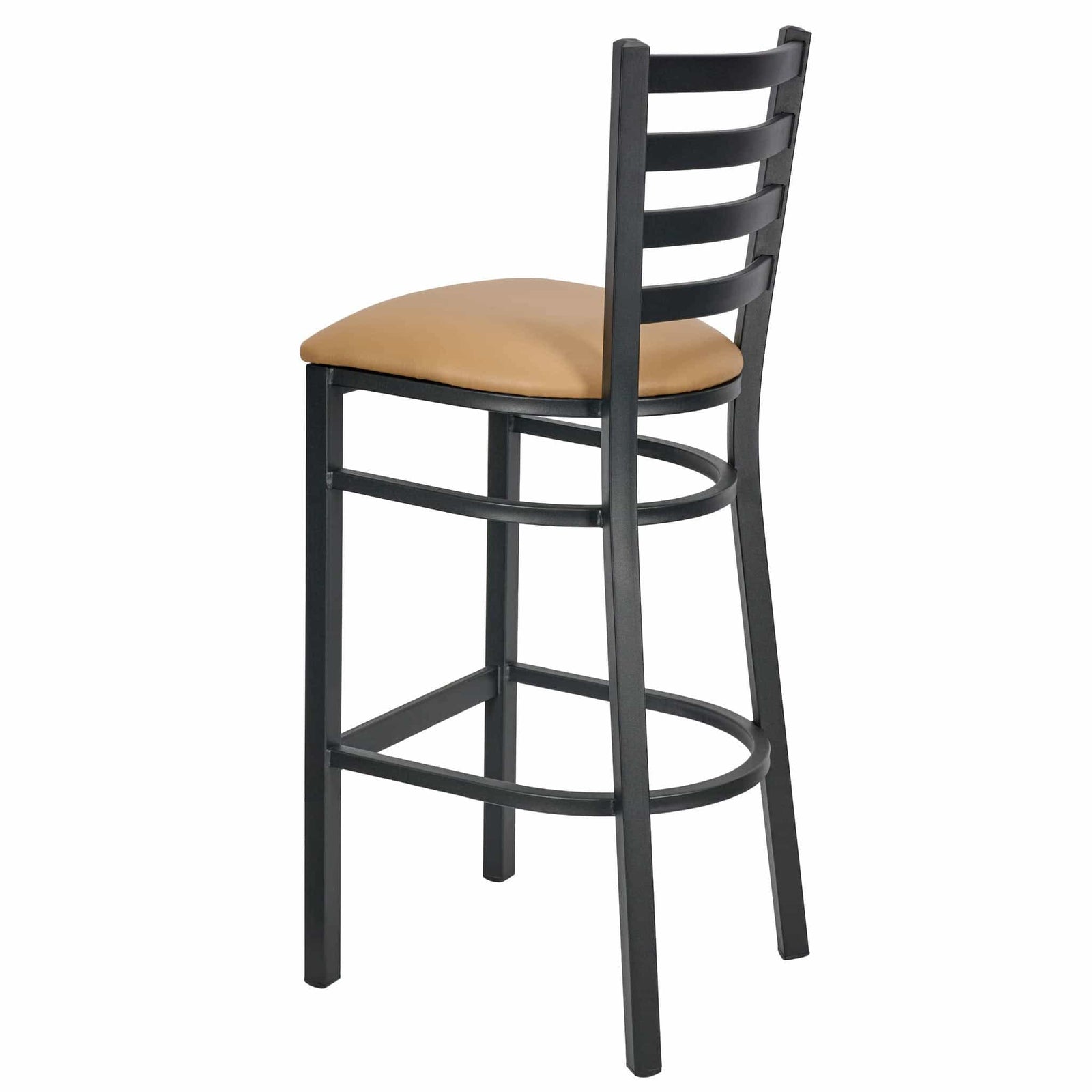 Chivari Ladder Back Bar Stool with Black Frame and Tan Vinyl Seat BLMBVT-ZF-KT