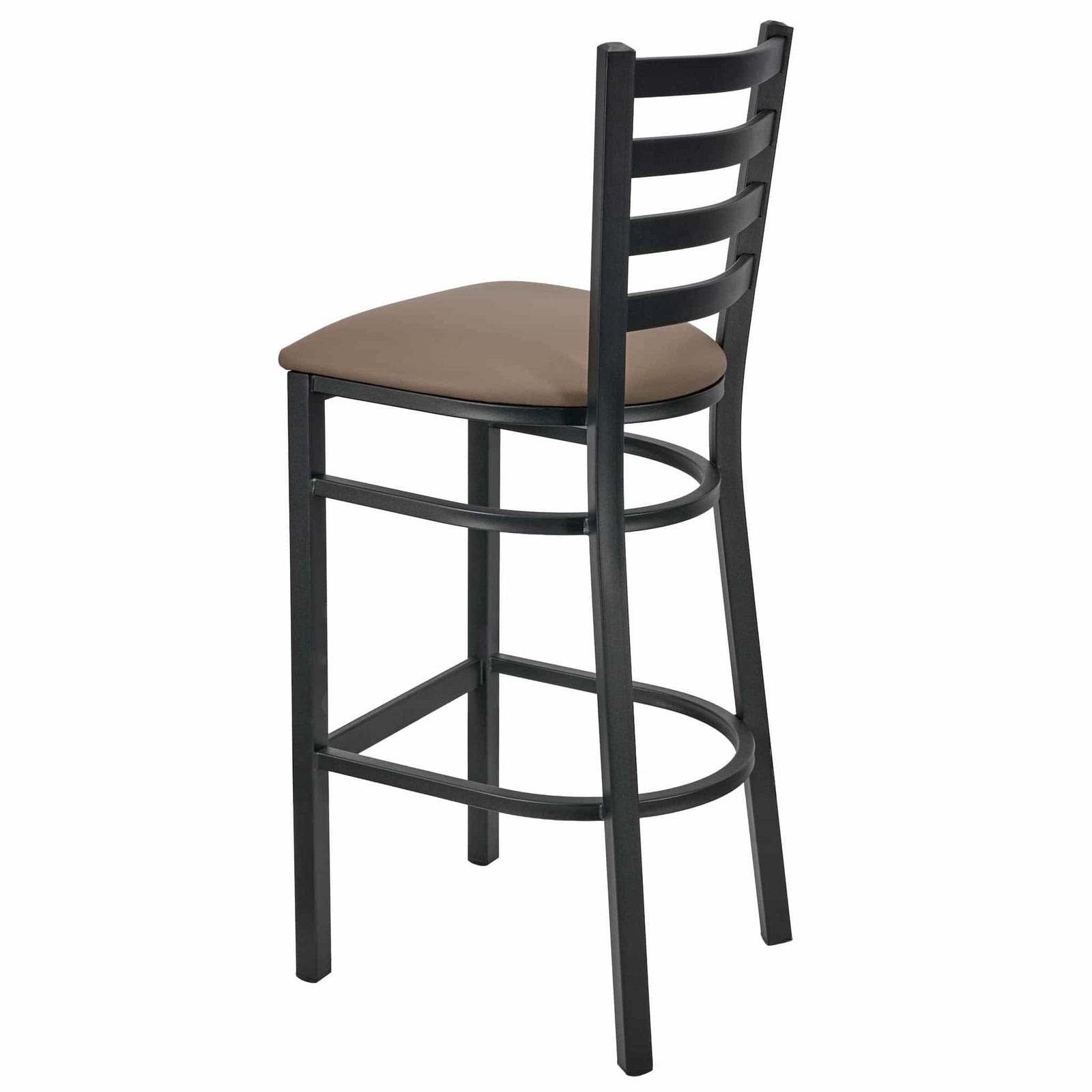 Chivari Ladder Back Bar Stool with Black Frame and Taupe Vinyl Seat BLMBVTP-ZF-KT