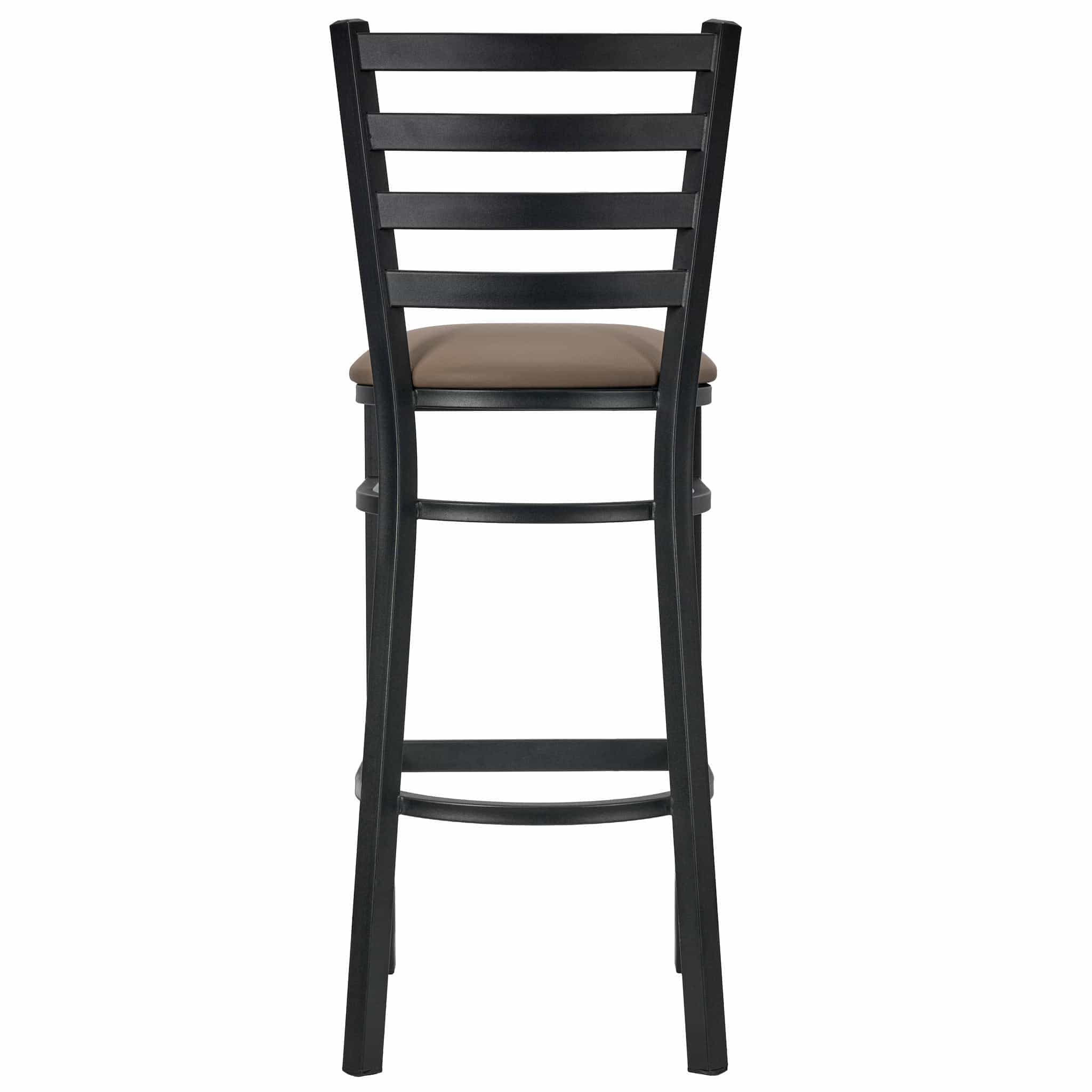 Chivari Ladder Back Bar Stool with Black Frame and Taupe Vinyl Seat BLMBVTP-ZF-KT