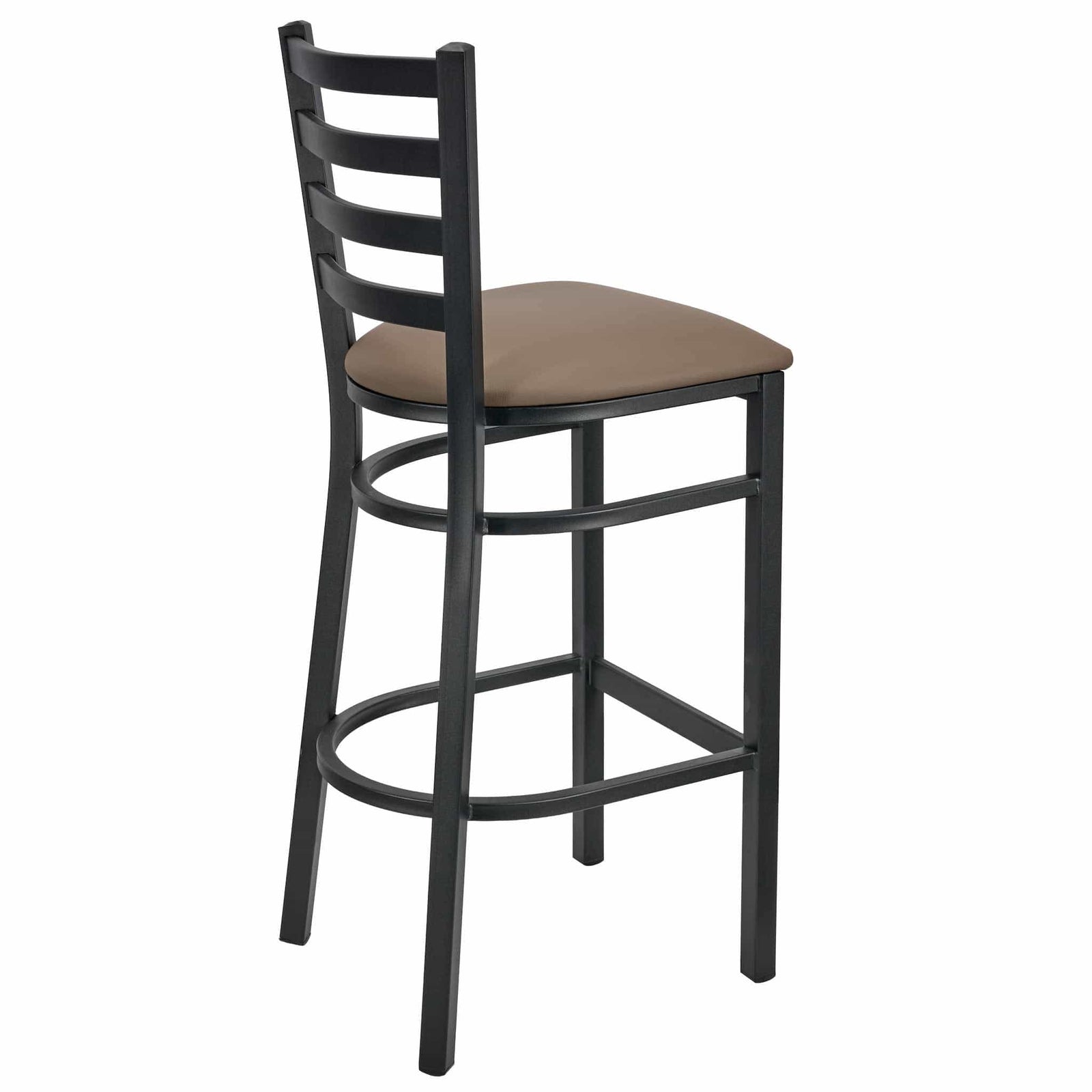 Chivari Ladder Back Bar Stool with Black Frame and Taupe Vinyl Seat BLMBVTP-ZF-KT