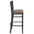Chivari Ladder Back Bar Stool with Black Frame and Taupe Vinyl Seat BLMBVTP-ZF-KT