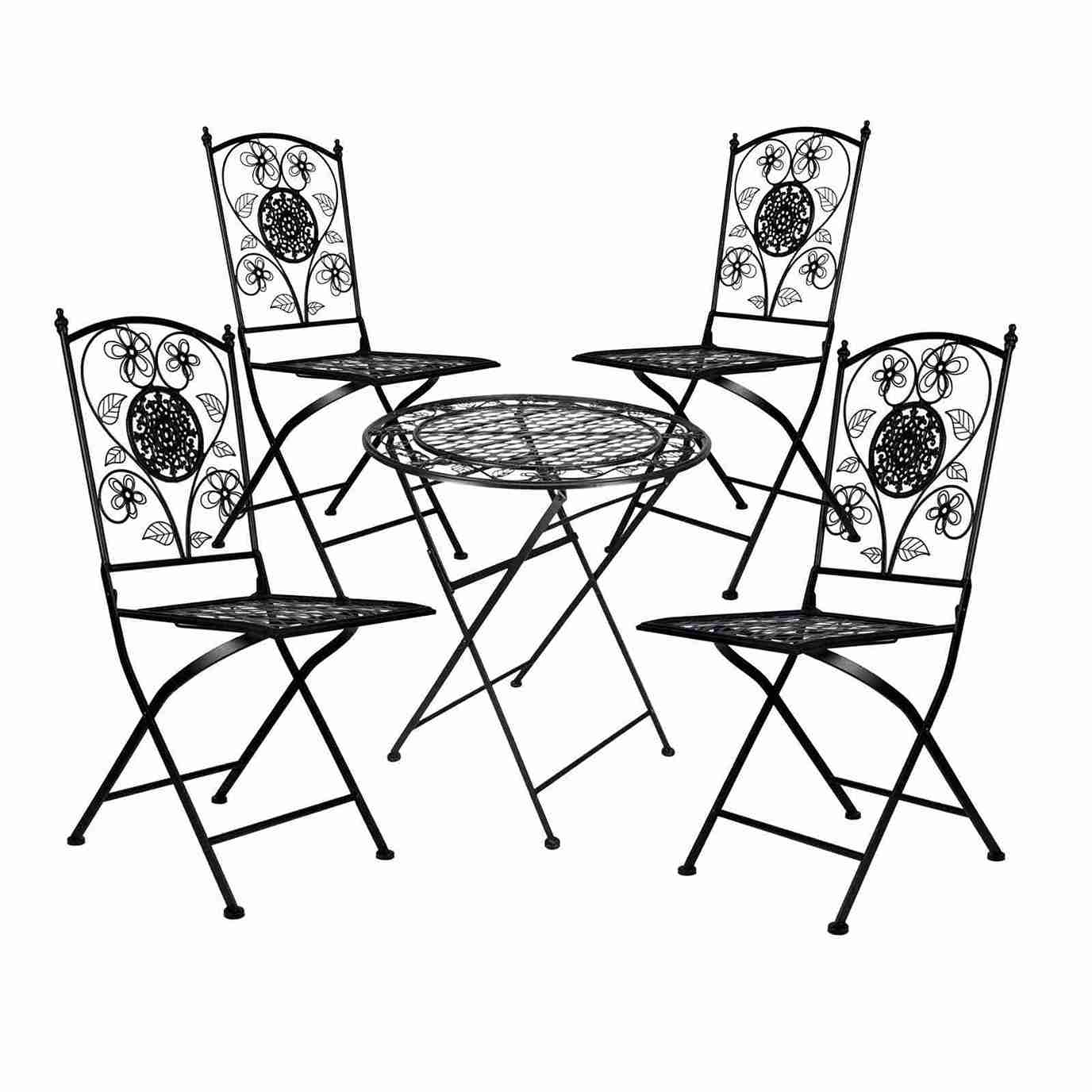 Chivari Barcelona Bistro Set in Rustic Matte Black includes 28" Table and 4 Chairs BBMB-KT-AX
