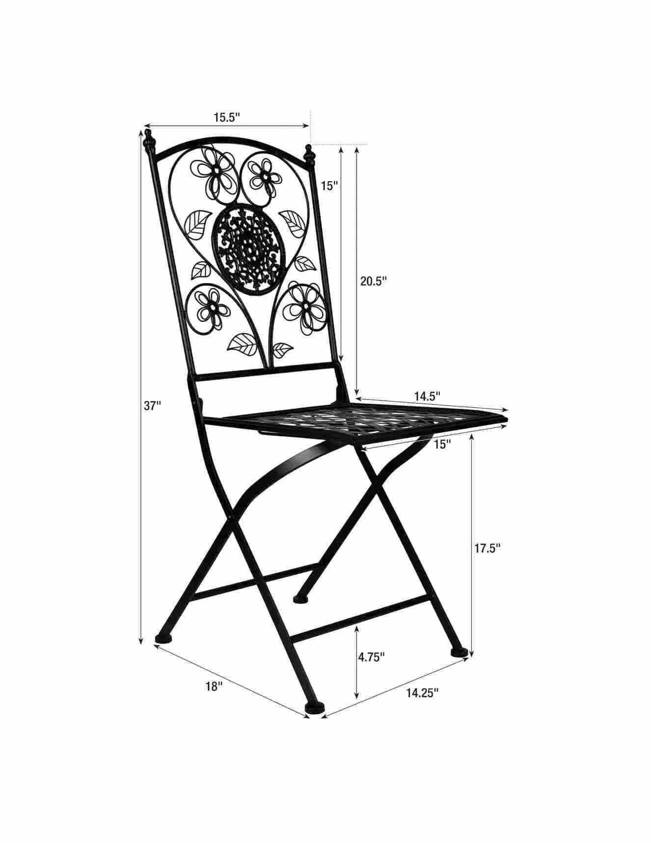 Chivari Barcelona Bistro Set in Rustic Matte Black includes 28" Table and 4 Chairs BBMB-KT-AX