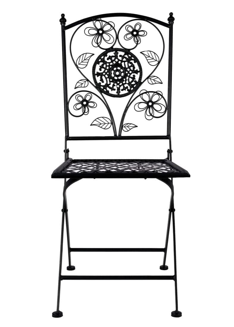 Chivari Barcelona Bistro Set in Rustic Matte Black includes 28