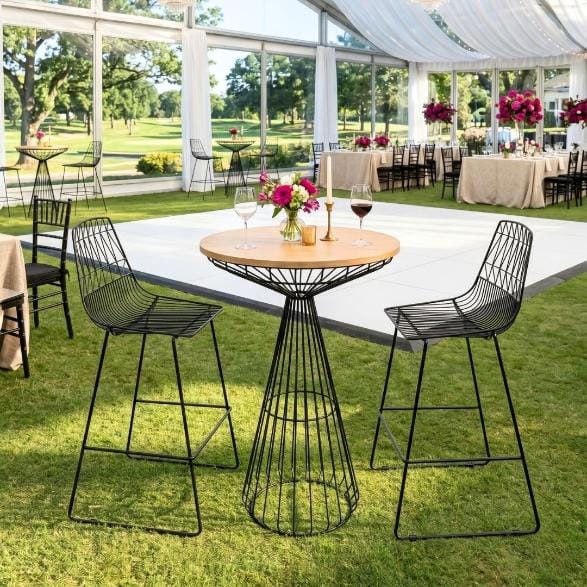 Chivari 20' x 20' White Portable Dance Floor with Black Edge Trim DF-20X20-WHTB-KT