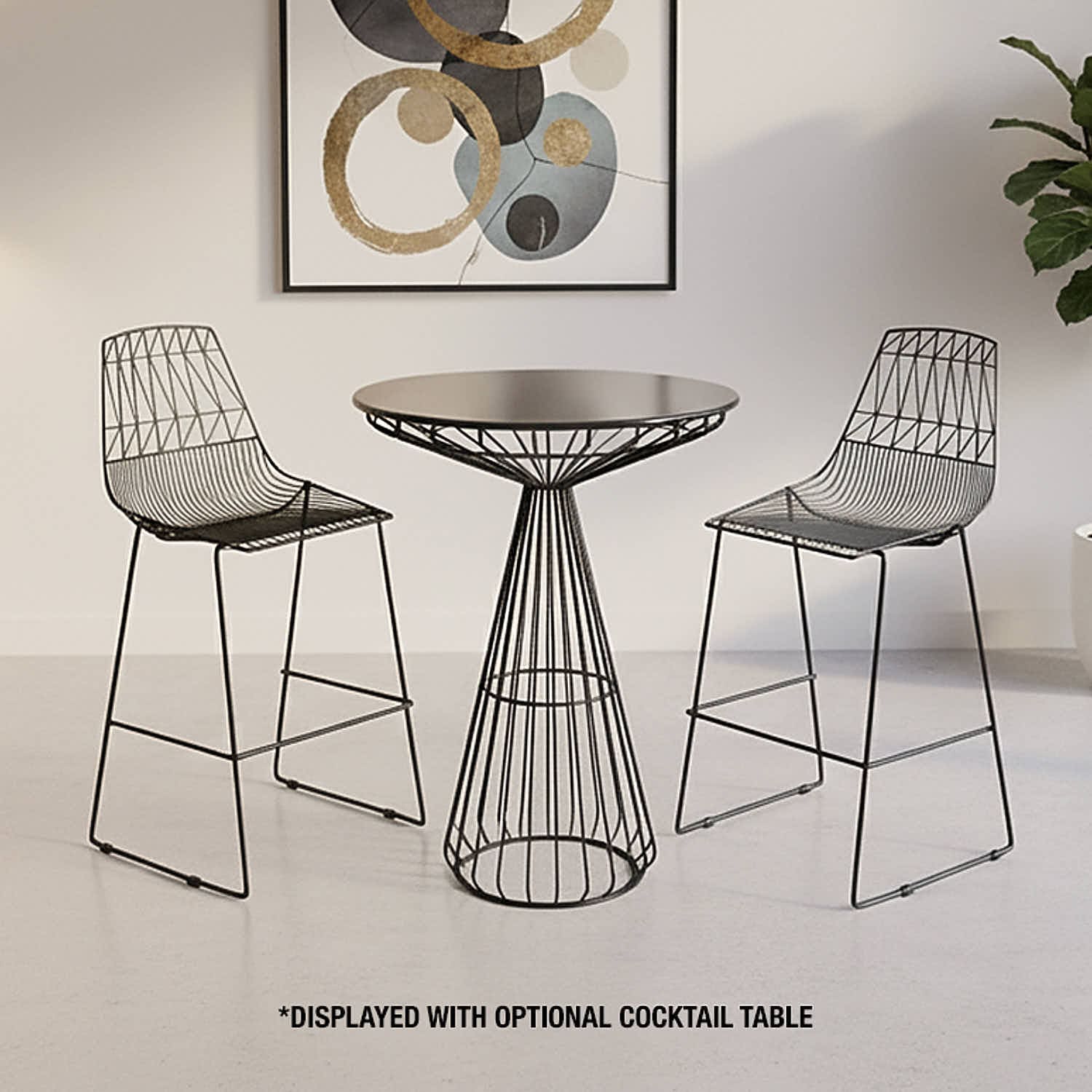 Chivari Black 30" Benton Wire Bar Stool Steel Frame BBMB-WR-AX