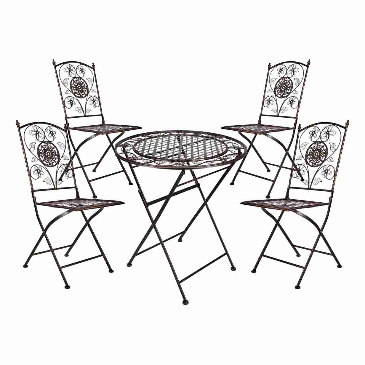 Chivari Barcelona Bistro Set in Bronze includes 28" Table and 4 Chairs BBMBR-KT-AX