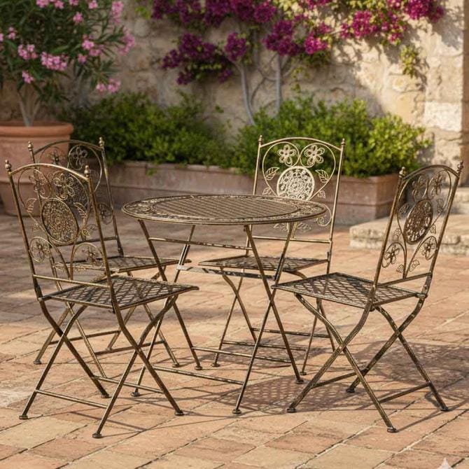 Chivari Barcelona Bistro Set in Bronze includes 28